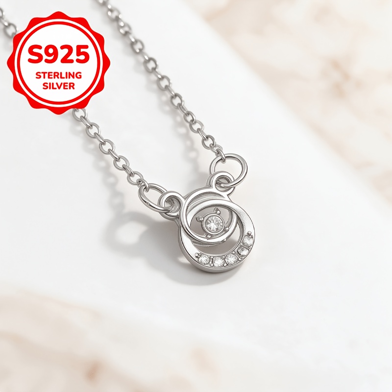 Women's 925 Silver Low-Allergy Circle Clavicle Chain Necklace